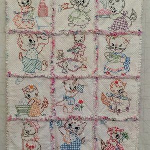 HANDMADE,HAND EMBROIDERED,NEW RAG QUILT
